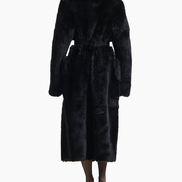 Shearling Self-Belt Coat - Picture 2 of 2